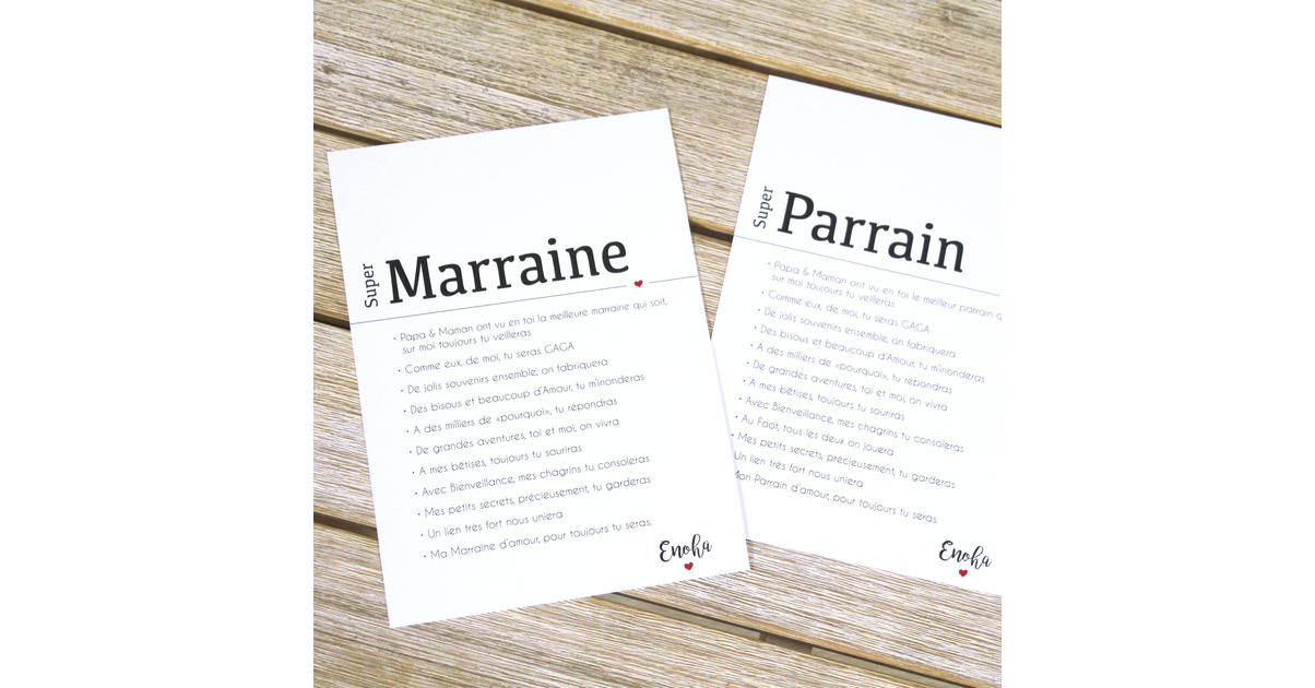Duo d'affiches parrain / marraine - Baptême/Papeterie - Bul d'idées